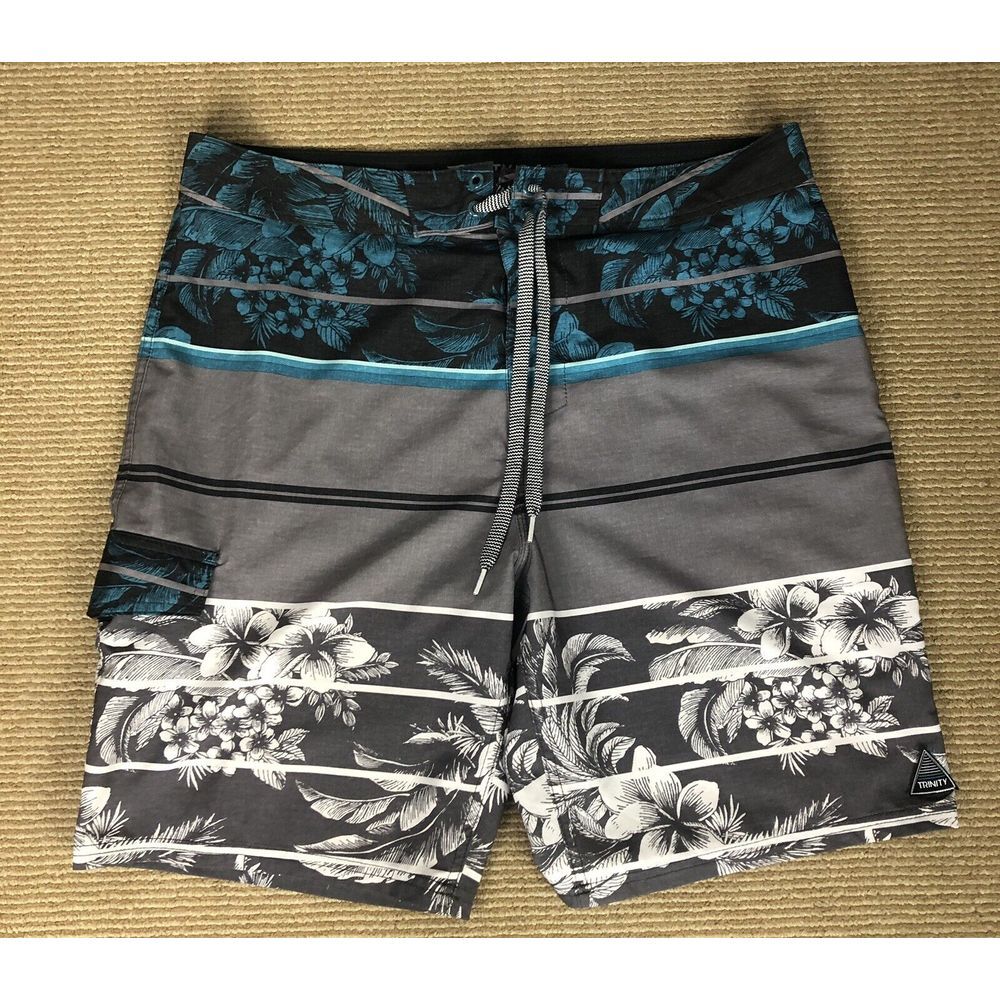 Trinity Mens Stripped Board Shorts Size 36 Waist Surf Beach Inseam 9"‎